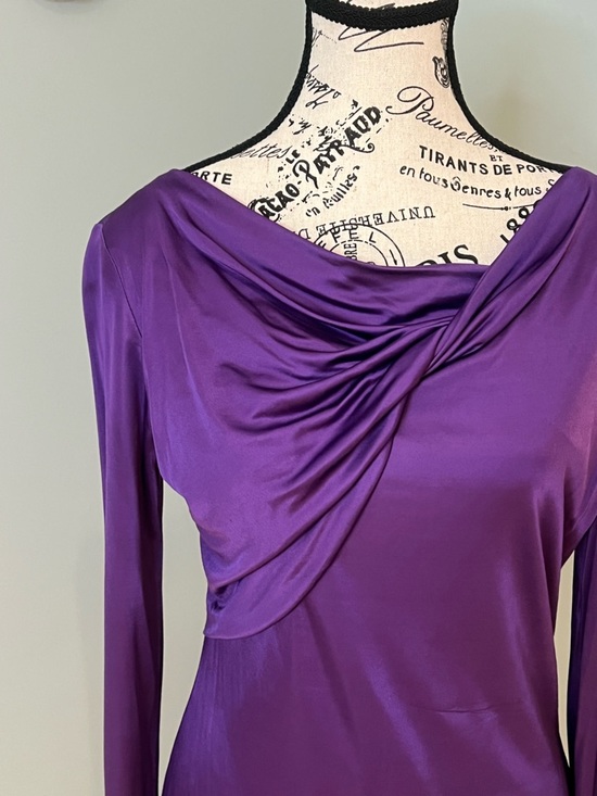 Versace Jeans Purple Draped Long Sleeve Shirt | US SZ 10 | Preowned | - Picture 8 of 11